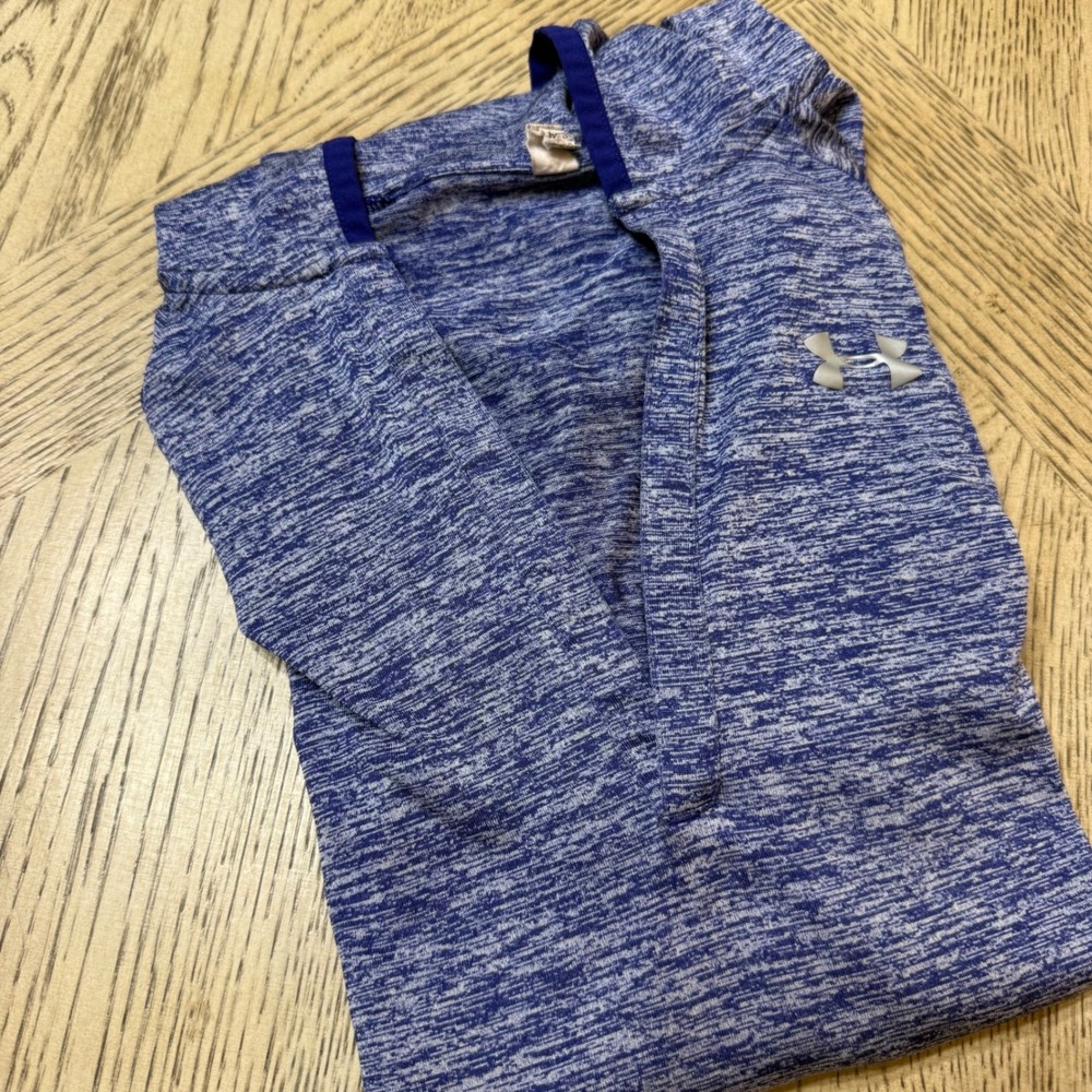 Under Armour Women's Medium Blue Heathered HeatGear Loose Fit Hooded shirt